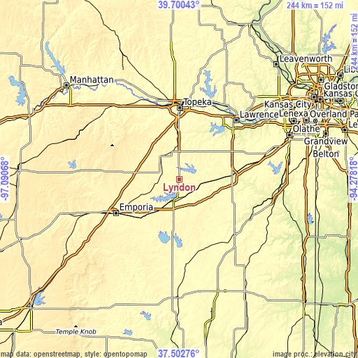 Topographic map of Lyndon