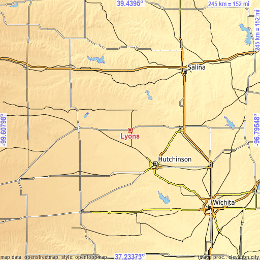 Topographic map of Lyons