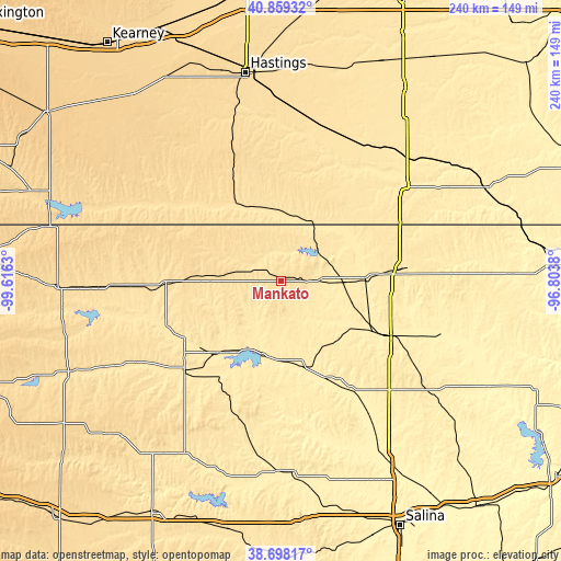 Topographic map of Mankato