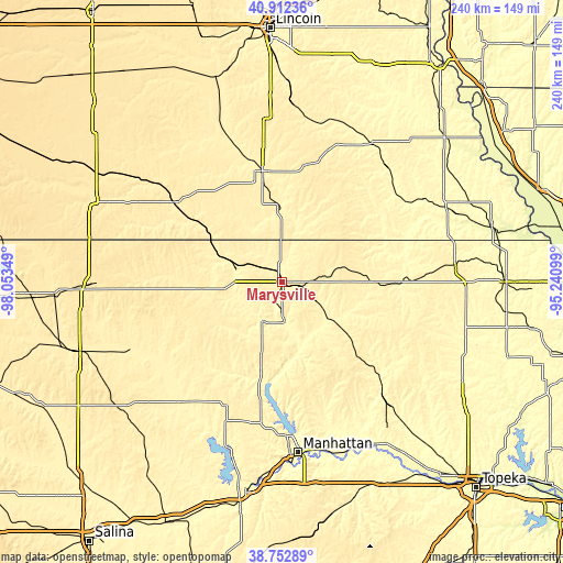 Topographic map of Marysville