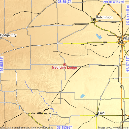 Topographic map of Medicine Lodge