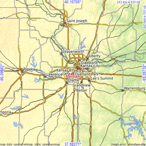 Topographic map of Merriam