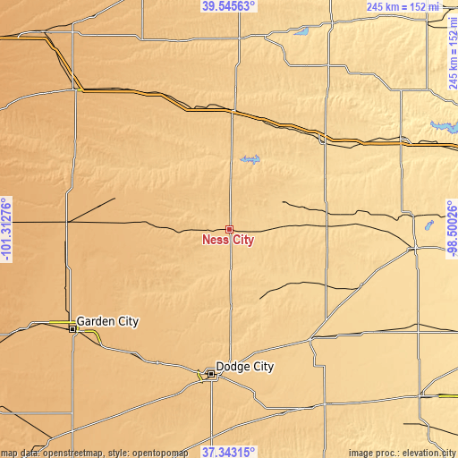 Topographic map of Ness City