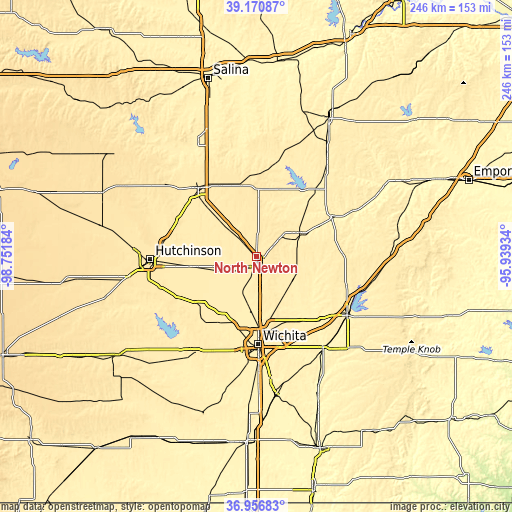 Topographic map of North Newton