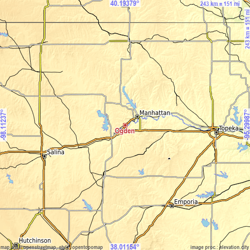 Topographic map of Ogden