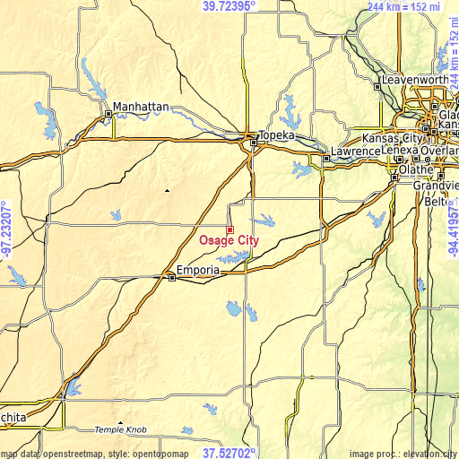 Topographic map of Osage City