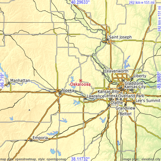 Topographic map of Oskaloosa