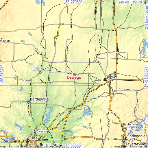 Topographic map of Oswego