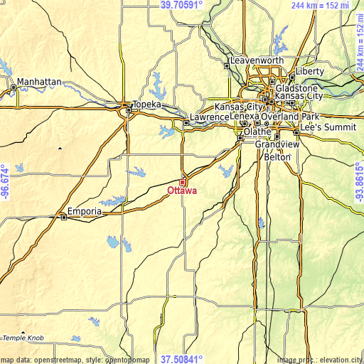 Topographic map of Ottawa