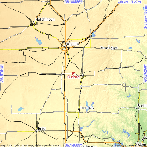 Topographic map of Oxford