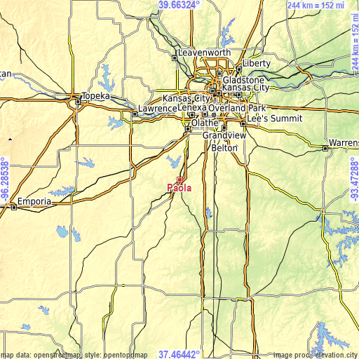 Topographic map of Paola