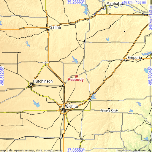 Topographic map of Peabody