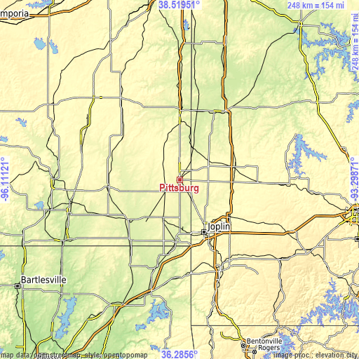 Topographic map of Pittsburg