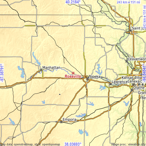 Topographic map of Rossville