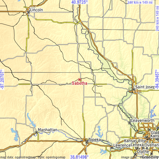 Topographic map of Sabetha