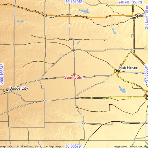 Topographic map of Saint John