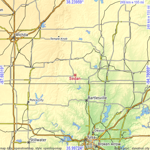 Topographic map of Sedan