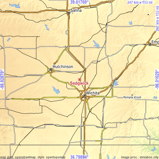 Topographic map of Sedgwick