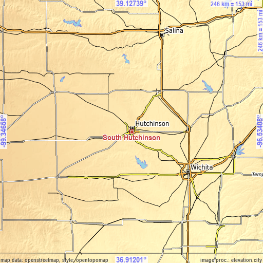 Topographic map of South Hutchinson