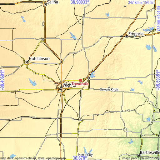 Topographic map of Towanda