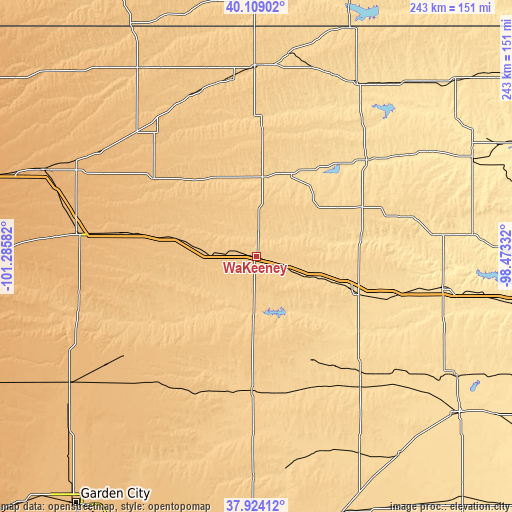 Topographic map of WaKeeney