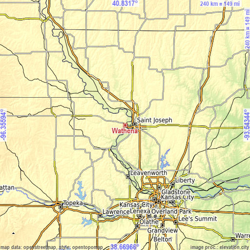 Topographic map of Wathena