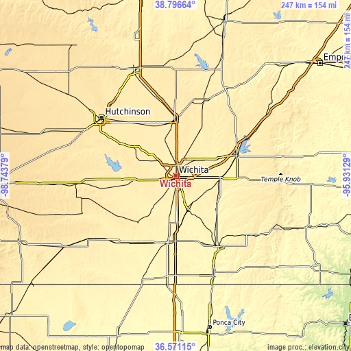 Topographic map of Wichita