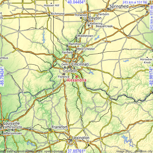 Topographic map of Alexandria