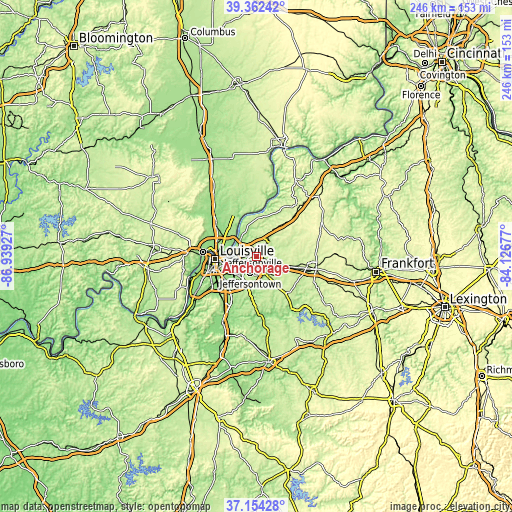 Topographic map of Anchorage