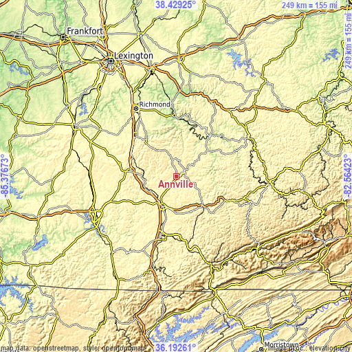 Topographic map of Annville