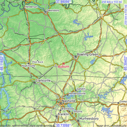 Topographic map of Auburn