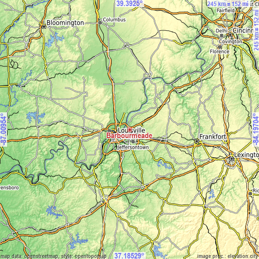 Topographic map of Barbourmeade