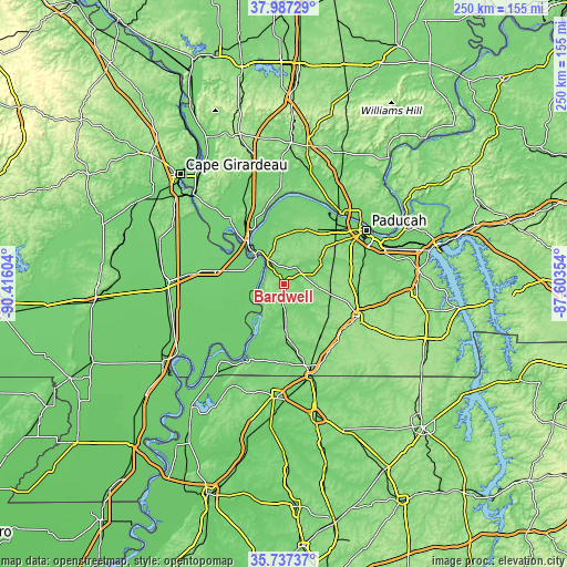 Topographic map of Bardwell