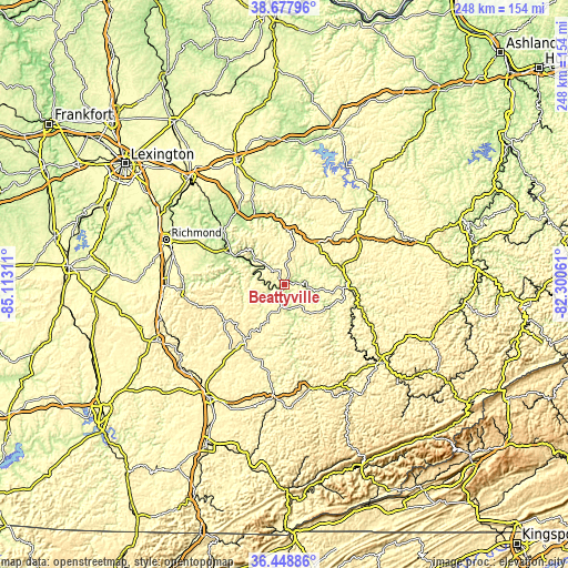 Topographic map of Beattyville