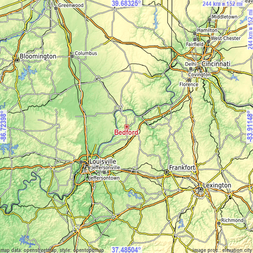 Topographic map of Bedford