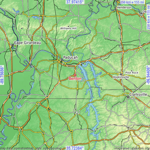 Topographic map of Benton