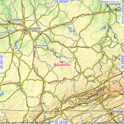 Topographic map of Booneville