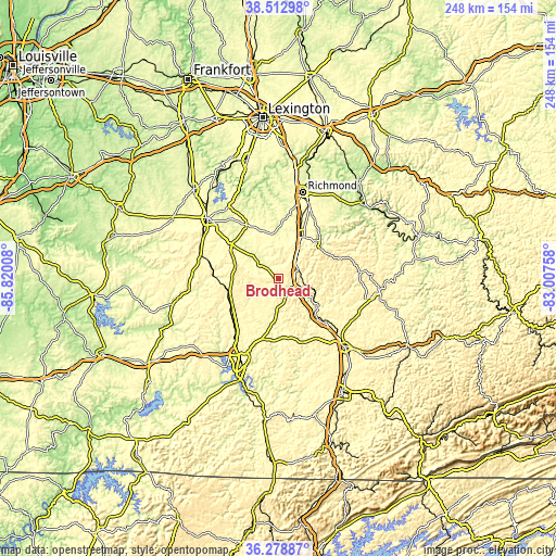 Topographic map of Brodhead