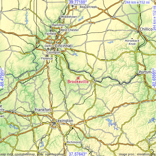 Topographic map of Brooksville