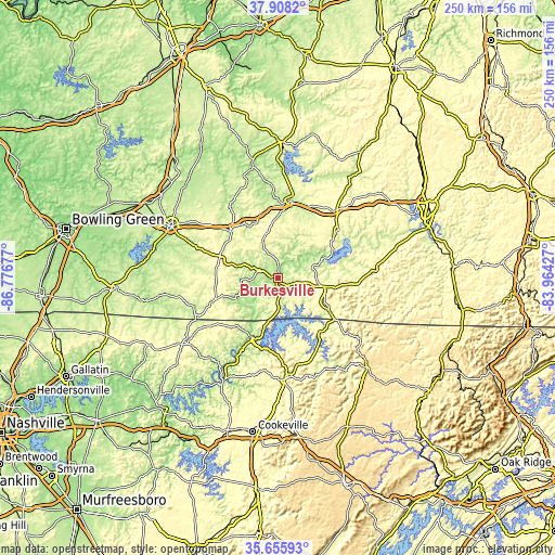 Topographic map of Burkesville