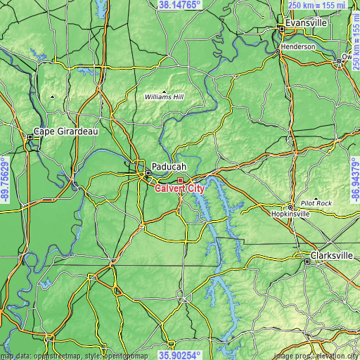 Topographic map of Calvert City