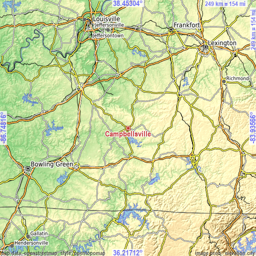 Topographic map of Campbellsville