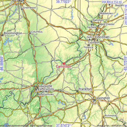 Topographic map of Carrollton