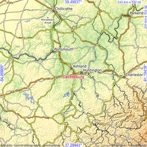 Topographic map of Catlettsburg