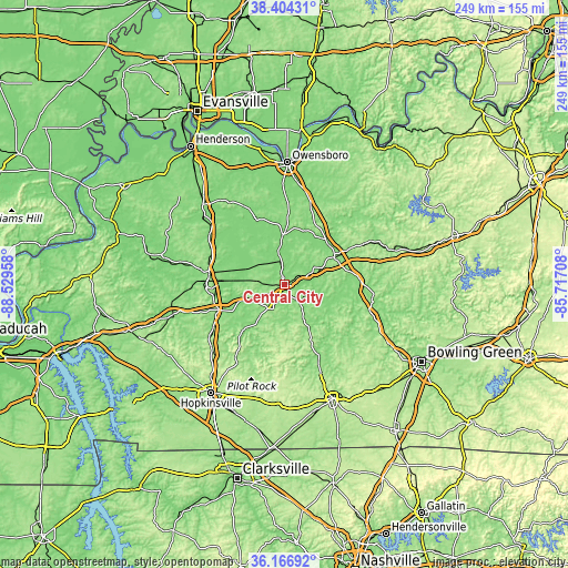 Topographic map of Central City