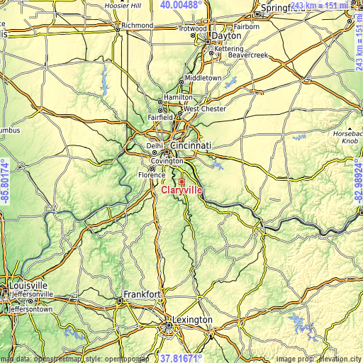 Topographic map of Claryville