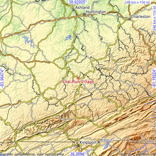 Topographic map of Coal Run Village