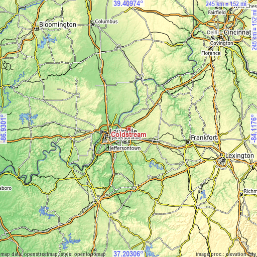 Topographic map of Coldstream