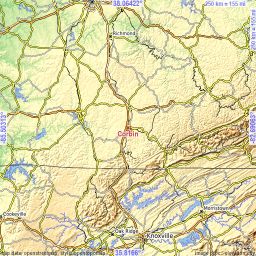 Topographic map of Corbin