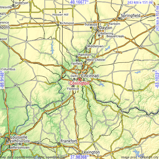 Topographic map of Covington